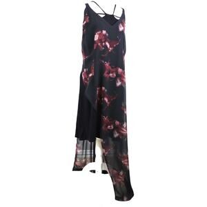 MBLM Tess Holliday 2 Sleeveless Long Maxi Dress Black Red Floral Sheer HiLow 14